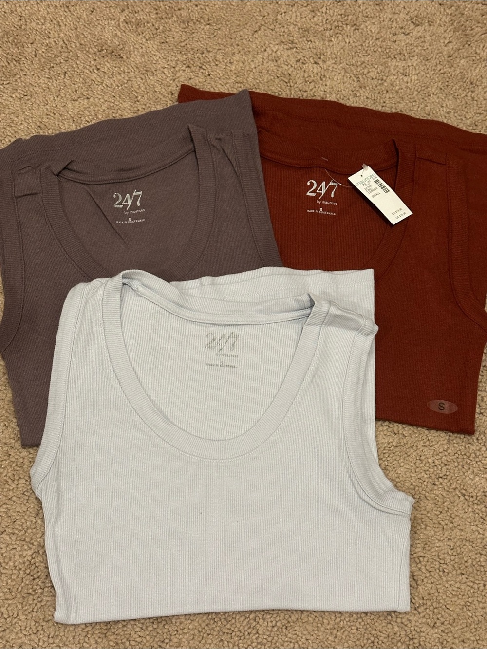 Maurices Tank Top Trio in Light Blue, Toffee & Rust